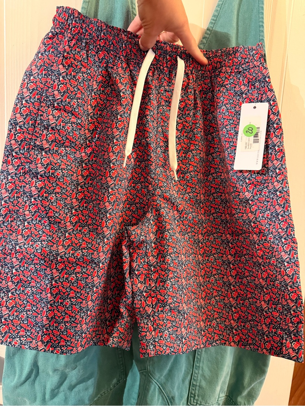 Southern Proper Navy Swim Trunks with Red Golf Print
